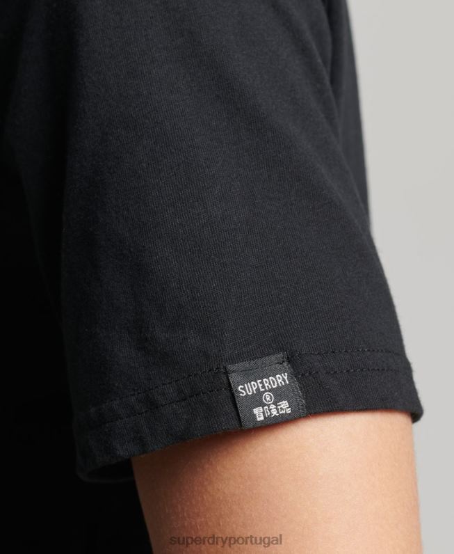 camiseta logo core mulheres preto roupas Superdry 2208H6211