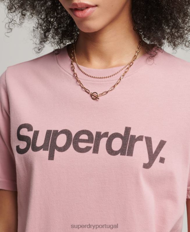 camiseta logo core mulheres rosa roupas Superdry 2208H6242