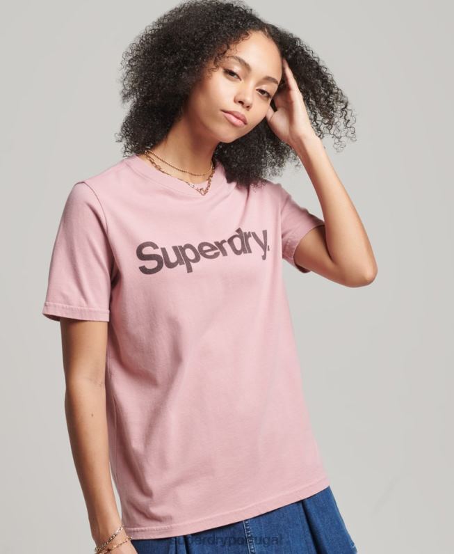 camiseta logo core mulheres rosa roupas Superdry 2208H6242