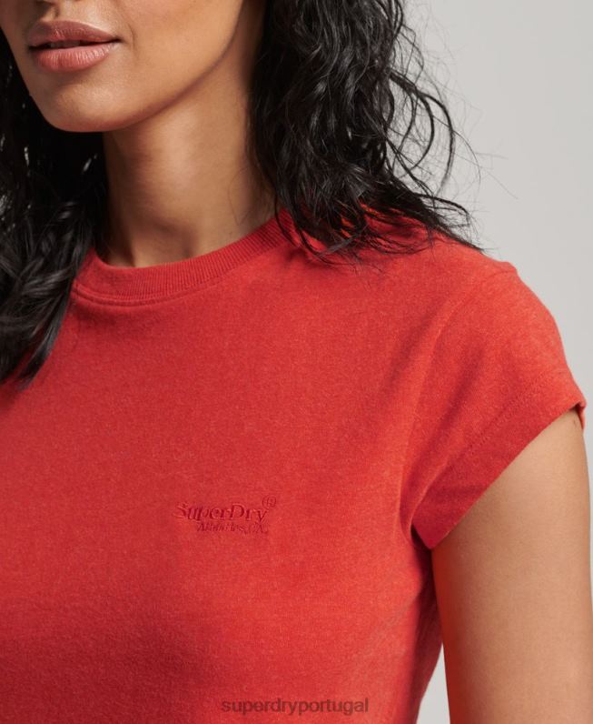camiseta manga curta com logo vintage mulheres laranja roupas Superdry 2208H2631