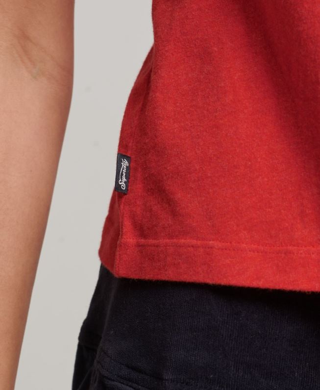 camiseta manga curta com logo vintage mulheres laranja roupas Superdry 2208H2631