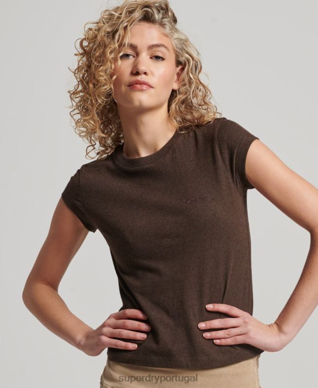 camiseta manga curta com logo vintage mulheres marrom roupas Superdry 2208H2716