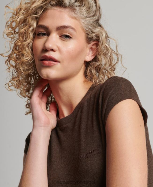 camiseta manga curta com logo vintage mulheres marrom roupas Superdry 2208H2716