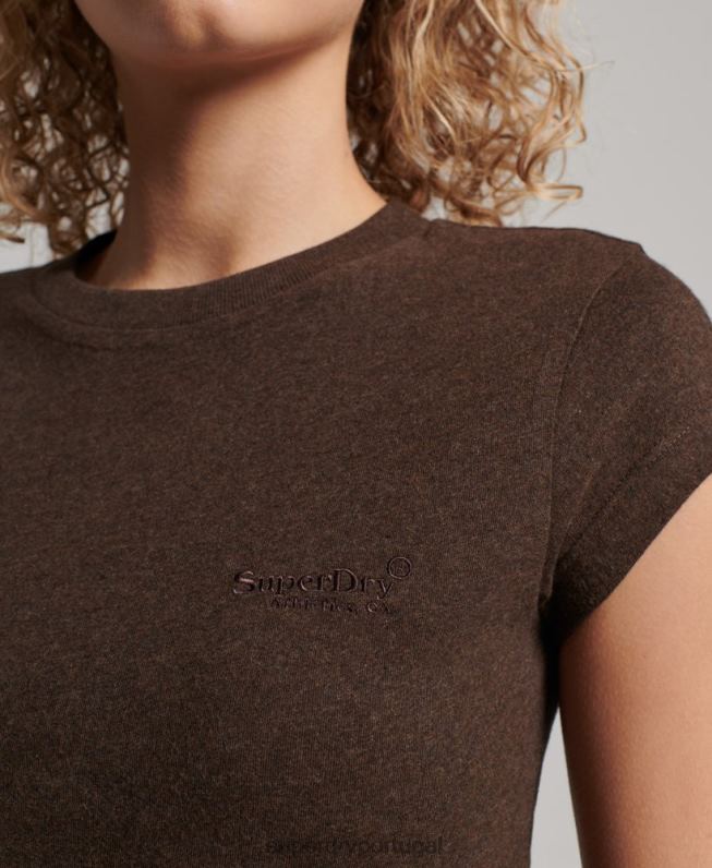 camiseta manga curta com logo vintage mulheres marrom roupas Superdry 2208H2716