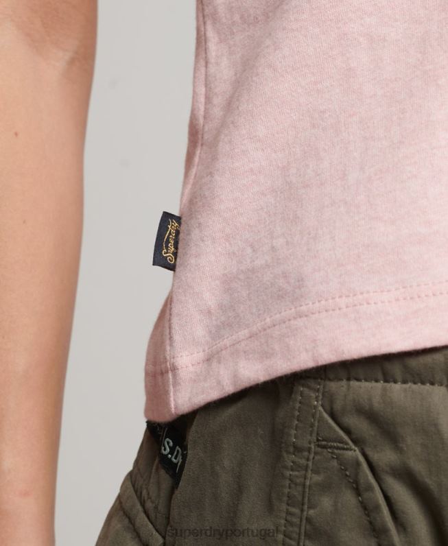 camiseta manga curta com logo vintage mulheres rosa roupas Superdry 2208H2645