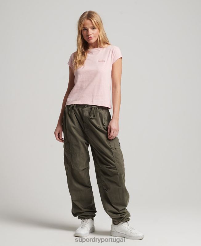 camiseta manga curta com logo vintage mulheres rosa roupas Superdry 2208H2645