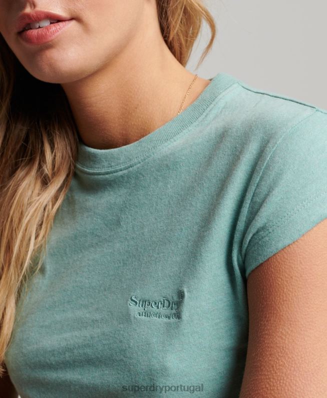 camiseta manga curta com logo vintage mulheres verde roupas Superdry 2208H2646