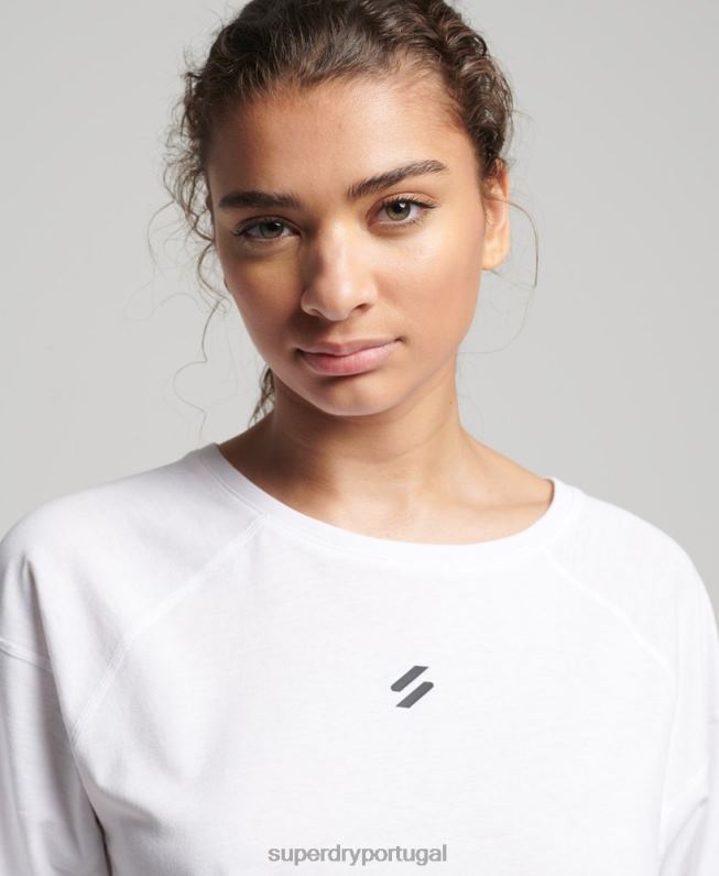 camiseta manga curta corrida mulheres branco roupas Superdry 2208H6317