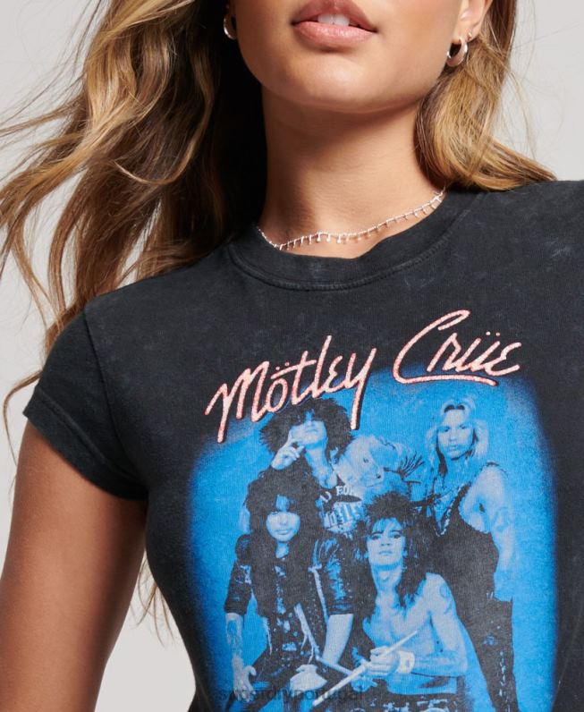 camiseta manga curta motley crue mulheres preto roupas Superdry 2208H2638