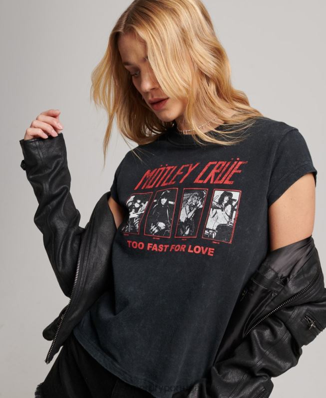 camiseta manga curta motley crue mulheres preto roupas Superdry 2208H2661