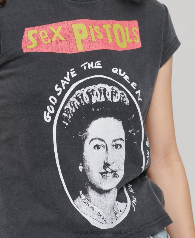 camiseta manga curta sex pistols edição limitada mulheres preto roupas Superdry 2208H2703