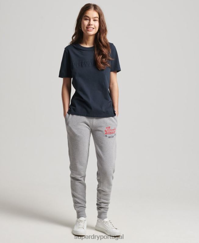 camiseta marl com logo corporativo vintage mulheres cinza escuro roupas Superdry 2208H2785
