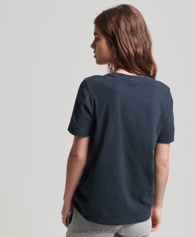 camiseta marl com logo corporativo vintage mulheres cinza escuro roupas Superdry 2208H2785