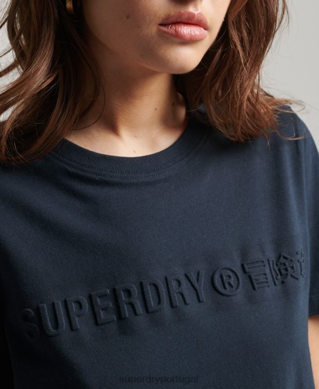 camiseta marl com logo corporativo vintage mulheres cinza escuro roupas Superdry 2208H2785