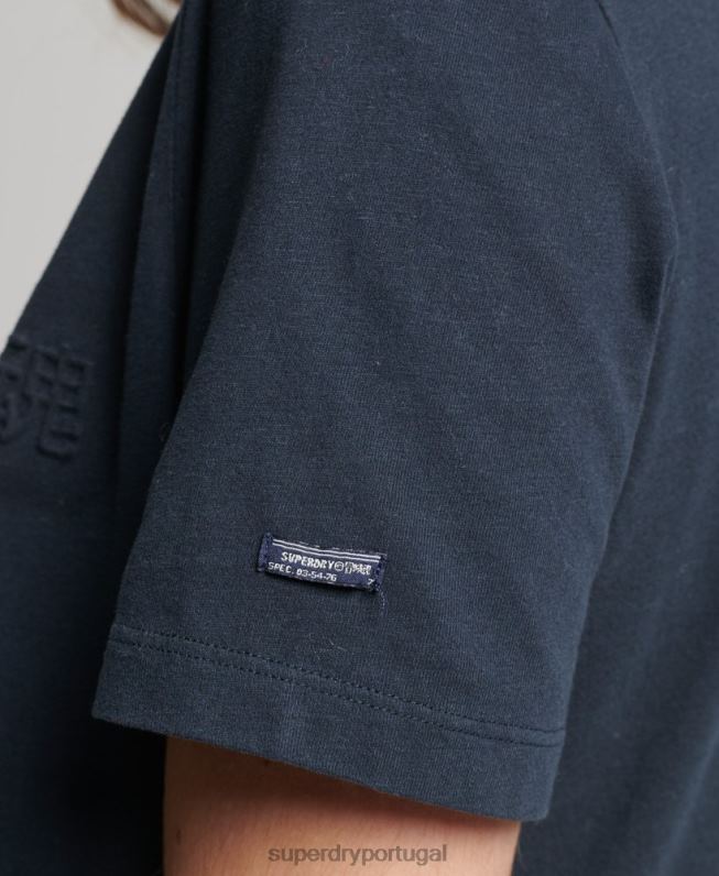 camiseta marl com logo corporativo vintage mulheres cinza escuro roupas Superdry 2208H2785