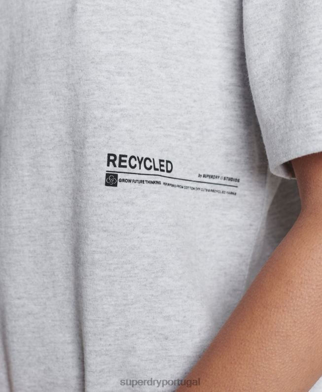 camiseta micro mid reciclada mulheres cinza claro roupas Superdry 2208H2780