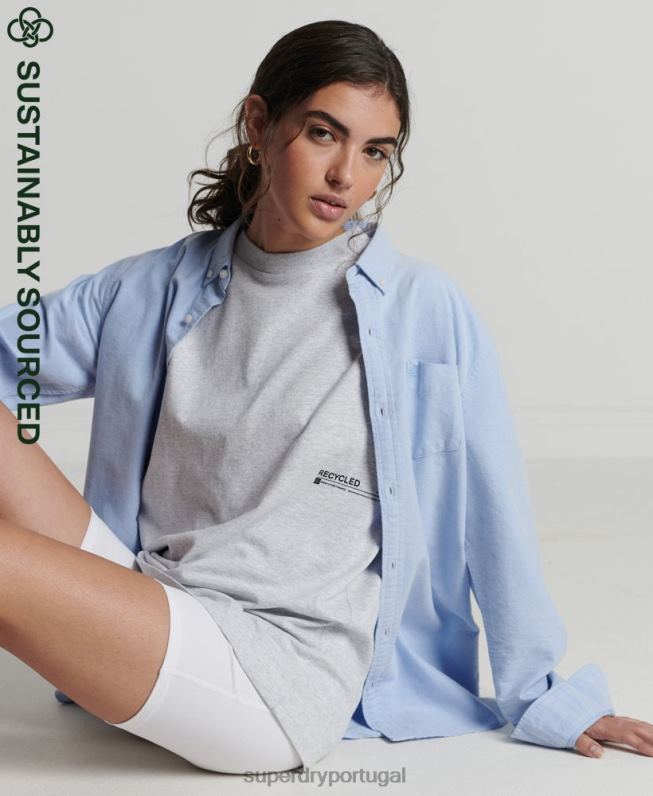 camiseta micro mid reciclada mulheres cinza claro roupas Superdry 2208H2780