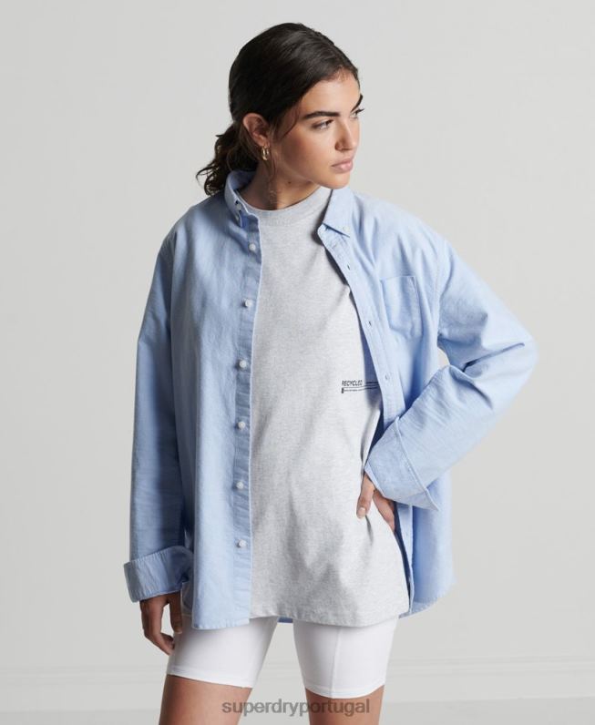 camiseta micro mid reciclada mulheres cinza claro roupas Superdry 2208H2780