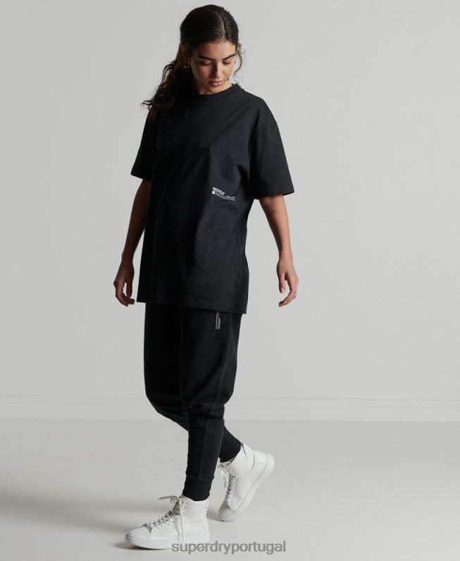 camiseta micro mid reciclada mulheres preto roupas Superdry 2208H2849