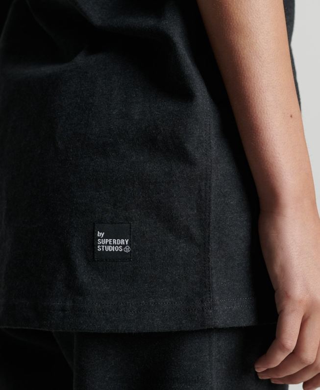 camiseta micro mid reciclada mulheres preto roupas Superdry 2208H2849