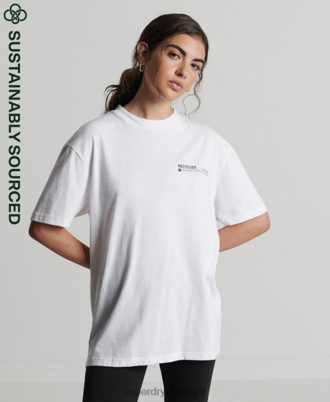 camiseta micro top reciclada mulheres branco roupas Superdry 2208H6255