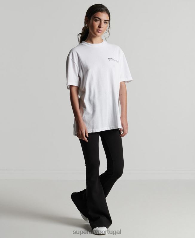 camiseta micro top reciclada mulheres branco roupas Superdry 2208H6255