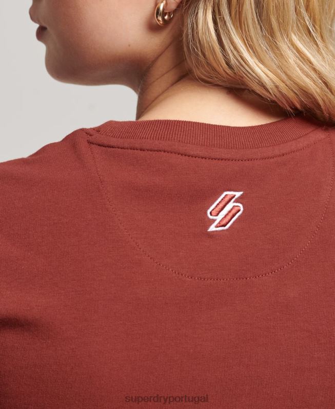 camiseta minúscula com bordado gráfico code mulheres vermelho roupas Superdry 2208H2233