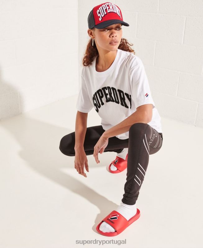 camiseta monocromática do time do colégio mulheres branco roupas Superdry 2208H6300