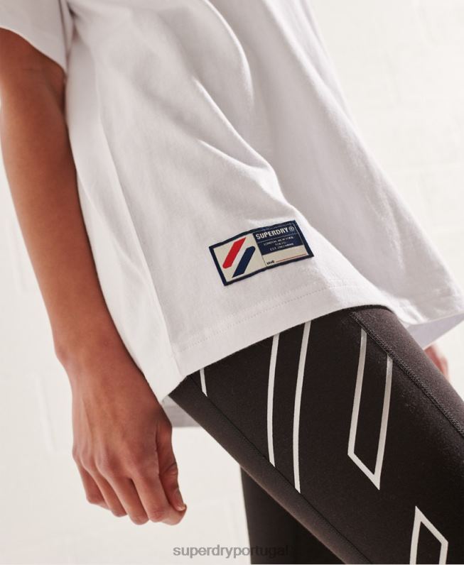 camiseta monocromática do time do colégio mulheres branco roupas Superdry 2208H6300