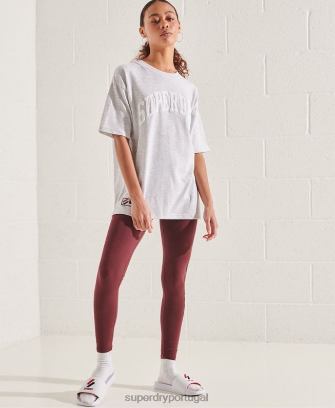 camiseta monocromática do time do colégio mulheres cinza claro roupas Superdry 2208H6268