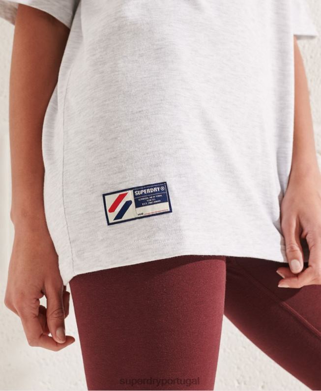 camiseta monocromática do time do colégio mulheres cinza claro roupas Superdry 2208H6268