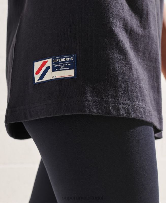 camiseta monocromática do time do colégio mulheres marinha roupas Superdry 2208H6299