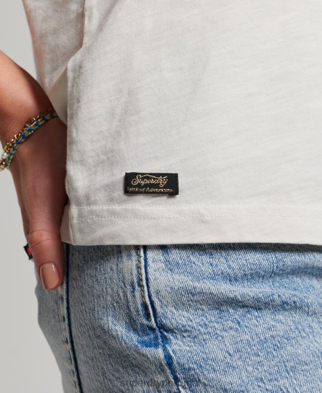 camiseta narrativa com logo vintage mulheres branco roupas Superdry 2208H2928