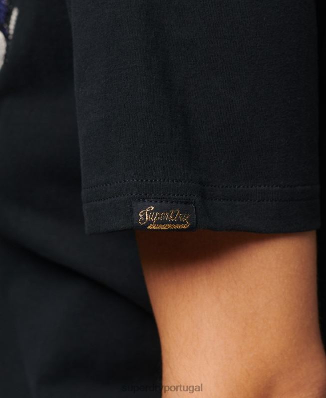 camiseta narrativa com logo vintage mulheres cinza escuro roupas Superdry 2208H2175