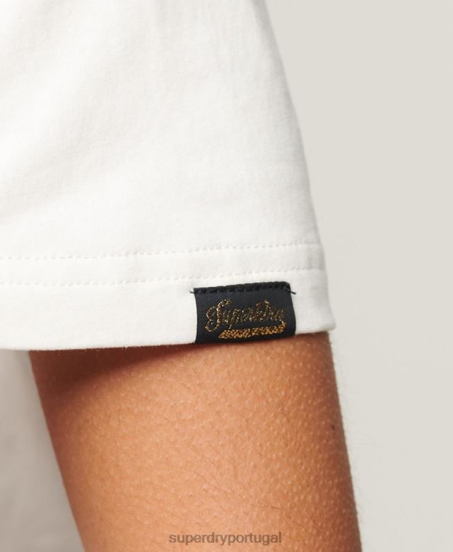 camiseta narrativa com logo vintage mulheres creme roupas Superdry 2208H2157