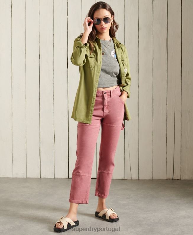 camiseta narrativa militar mulheres cinza escuro roupas Superdry 2208H2769