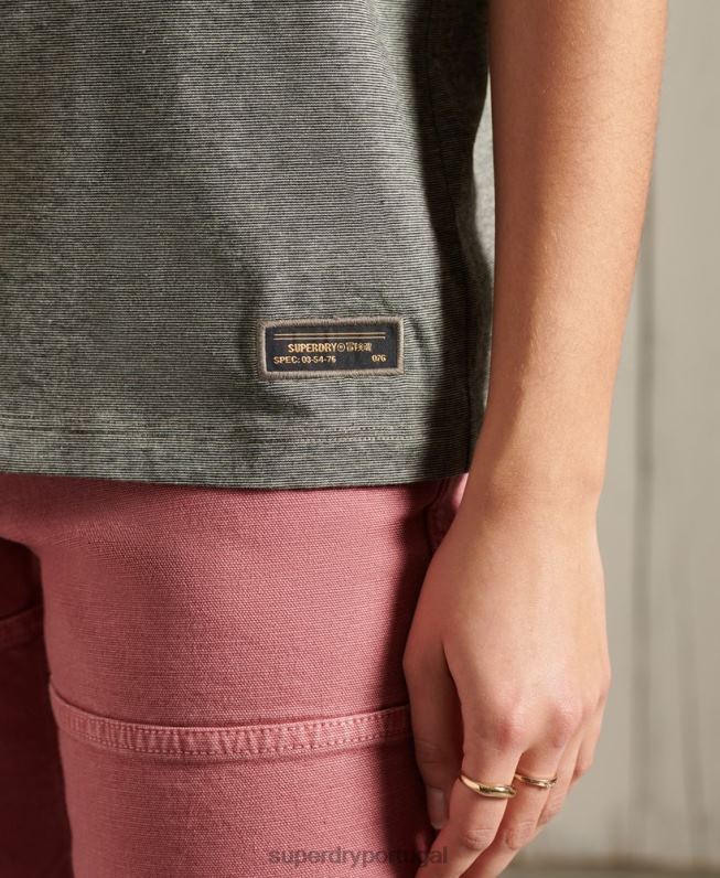 camiseta narrativa militar mulheres cinza escuro roupas Superdry 2208H2769