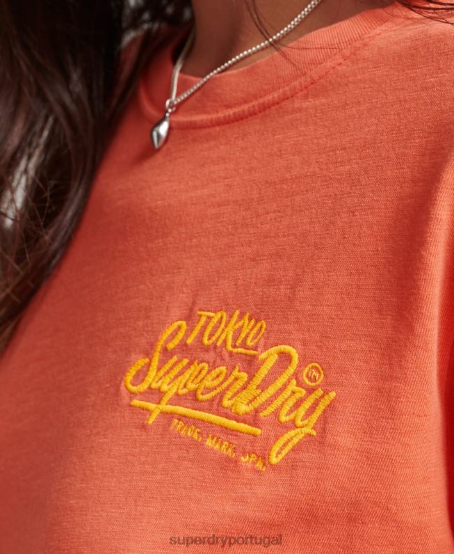 camiseta neon estilo script mulheres coral roupas Superdry 2208H2770
