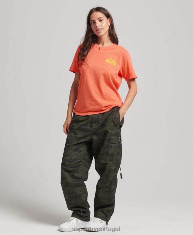 camiseta neon estilo script mulheres coral roupas Superdry 2208H2770
