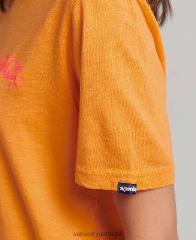 camiseta neon estilo script mulheres laranja roupas Superdry 2208H2761