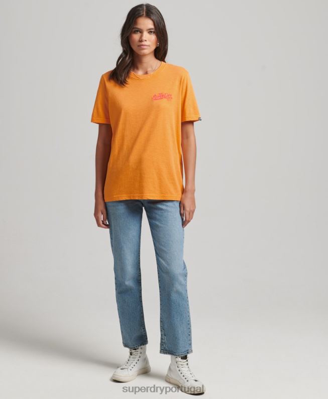camiseta neon estilo script mulheres laranja roupas Superdry 2208H2761