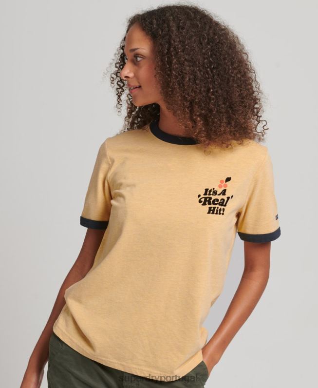 camiseta nostalgia cooper mulheres amarelo roupas Superdry 2208H2813