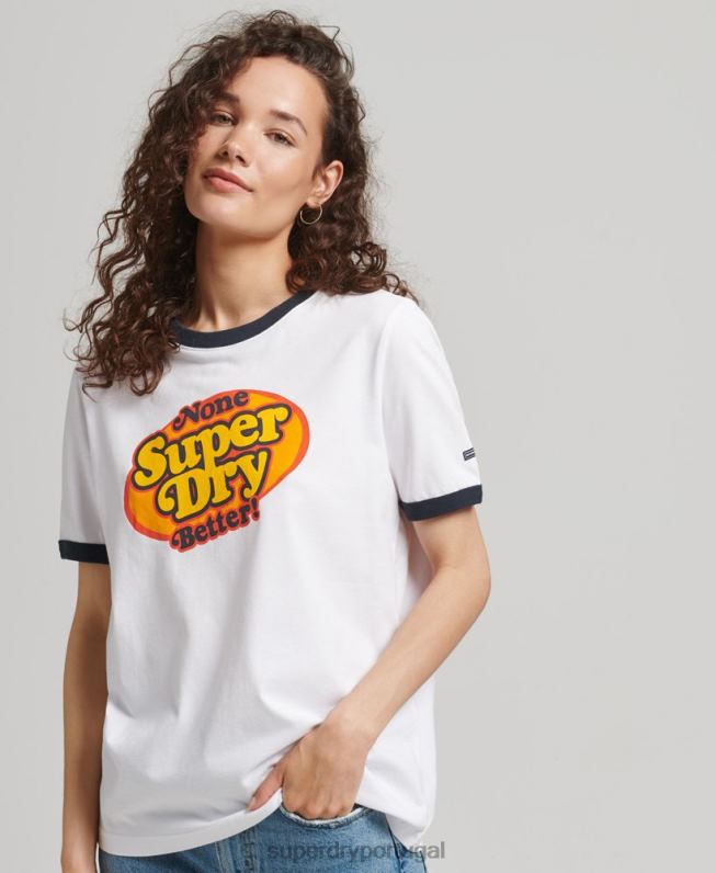 camiseta nostalgia cooper mulheres branco roupas Superdry 2208H6309