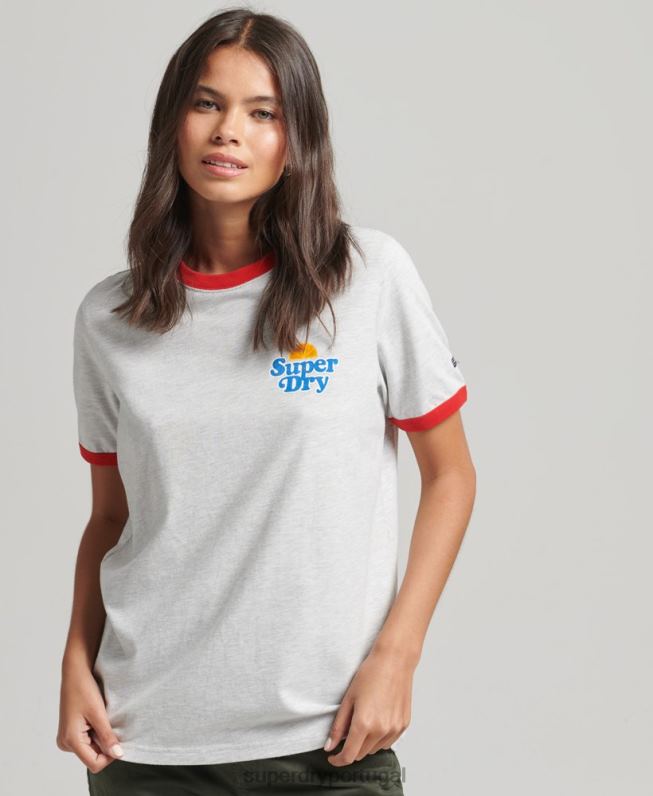 camiseta nostalgia cooper mulheres cinza roupas Superdry 2208H6209