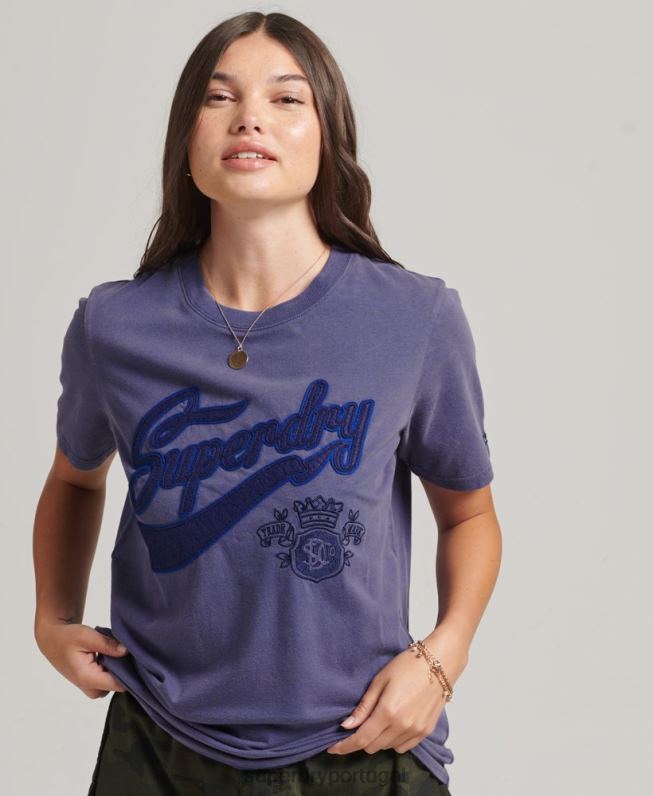 camiseta orgulho e artesanato mulheres azul escuro roupas Superdry 2208H2764