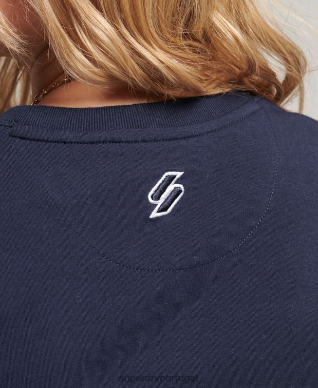 camiseta pequena gráfica mulheres marinha roupas Superdry 2208H2296