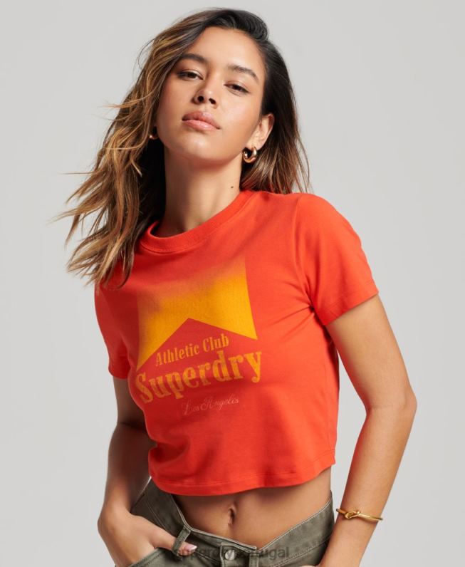 camiseta pequena gráfica mulheres vermelho roupas Superdry 2208H2214