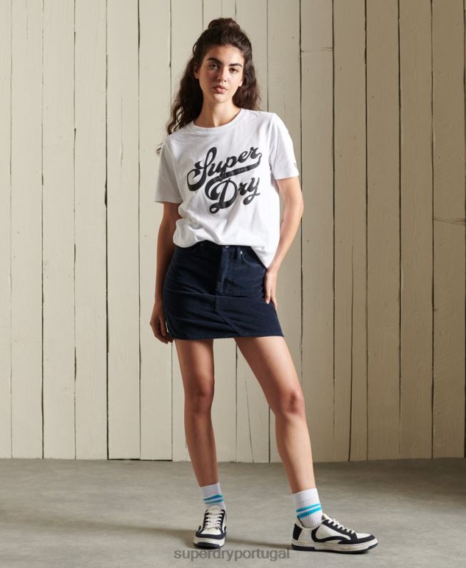 camiseta preta mulheres branco roupas Superdry 2208H6269