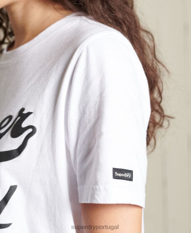 camiseta preta mulheres branco roupas Superdry 2208H6269