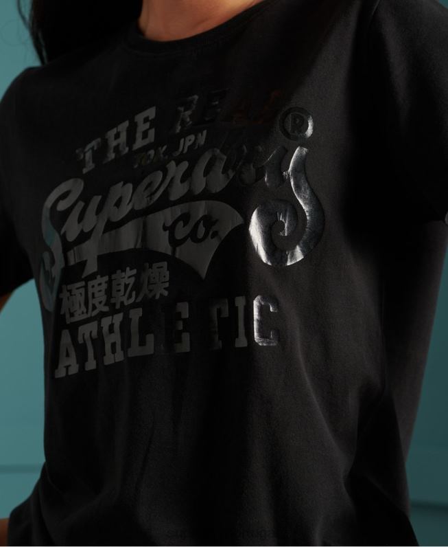 camiseta preta mulheres preto roupas Superdry 2208H2862